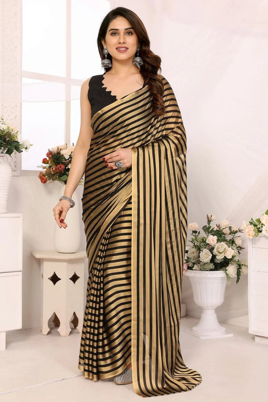 Gold and Black Colour Georgette Ready To Wear Saree SD1180033