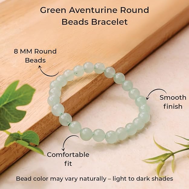 Green Aventurine 8mm Round Beads Bracelet – Natural Luck & Prosperity Crystal Bracelet