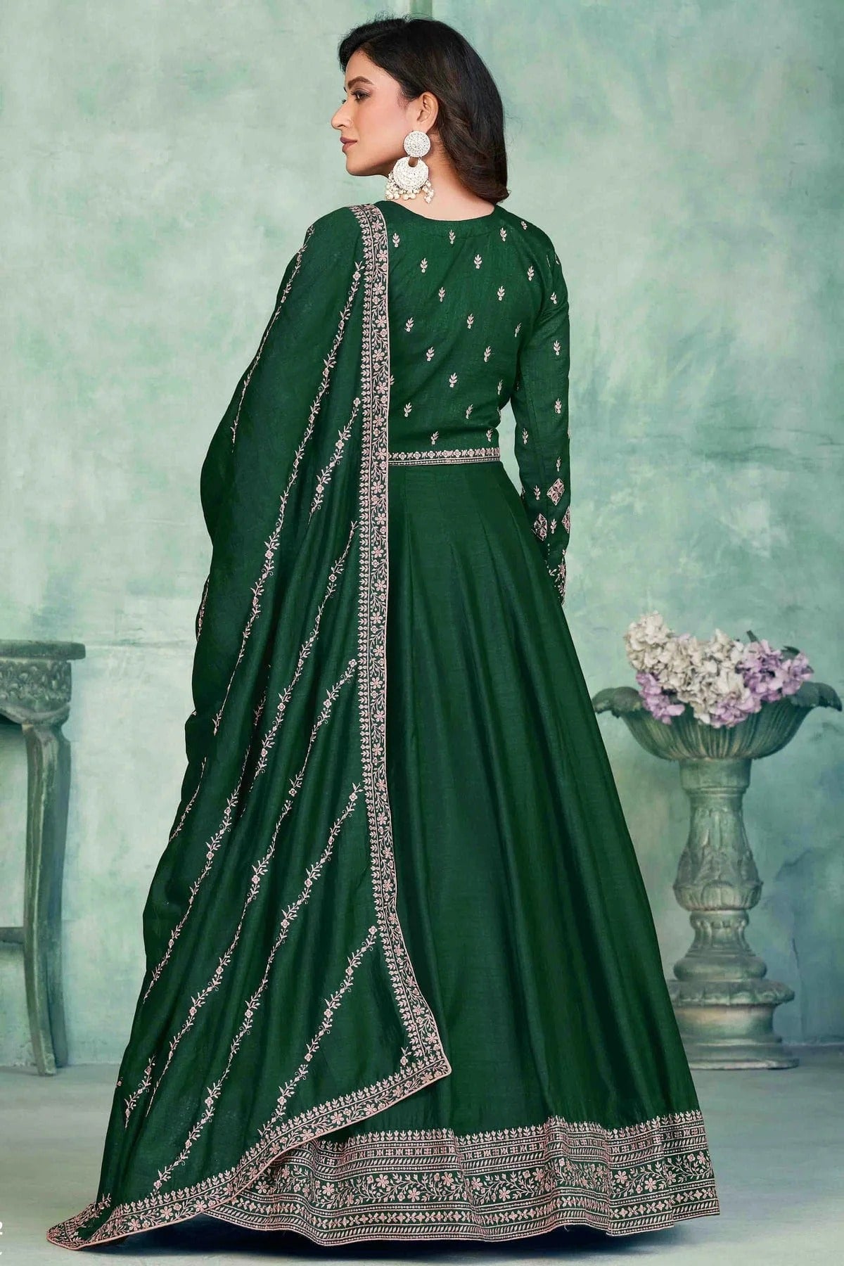 Green Colour Art Silk Anarkali Suit SM1050718 B