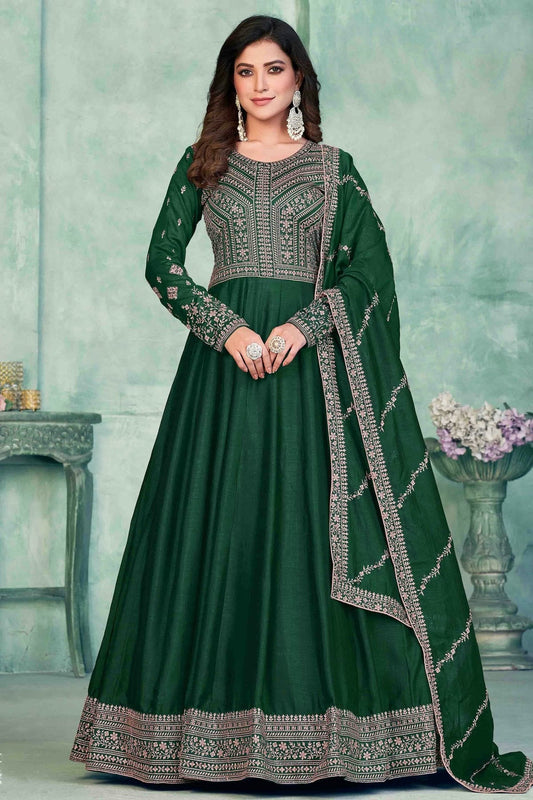 Green Colour Art Silk Anarkali Suit SM1050718