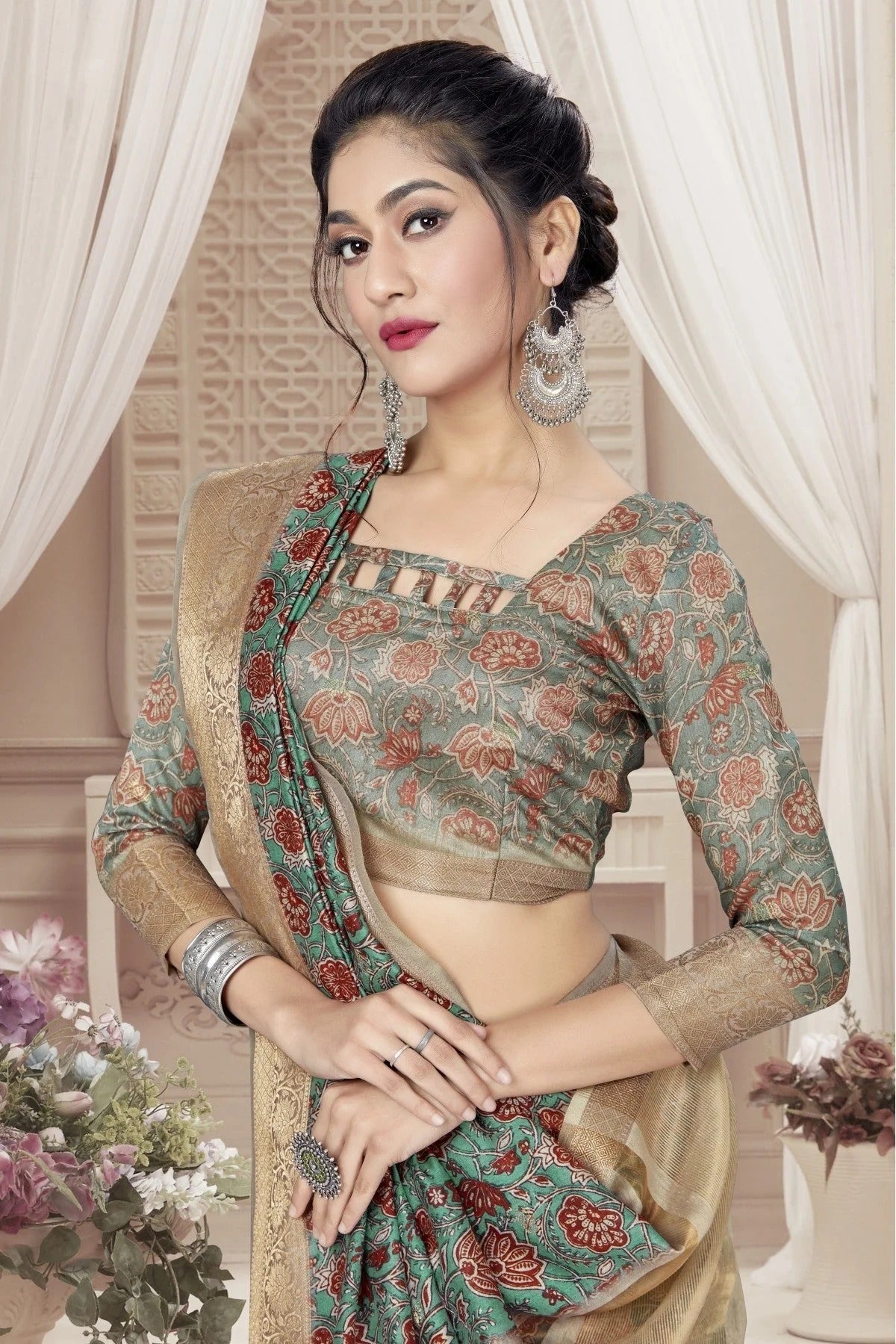 Green Colour Art Silk Digital Print Saree SD1120790 A