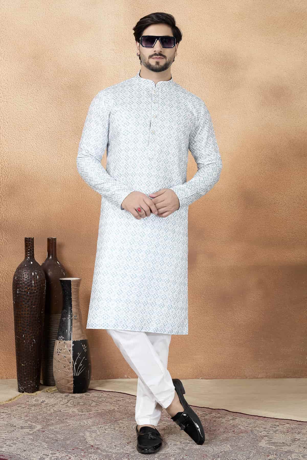 Green Colour Art Silk Digital Print Work Kurta Pajama