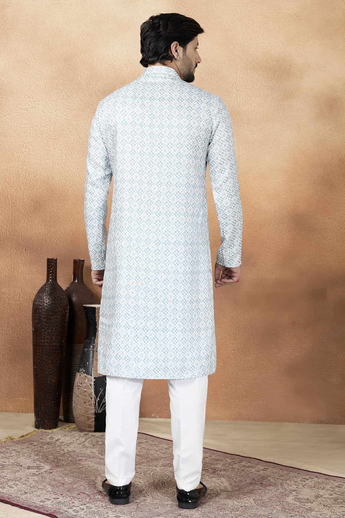 Green Colour Art Silk Digital Print Work Kurta Pajama