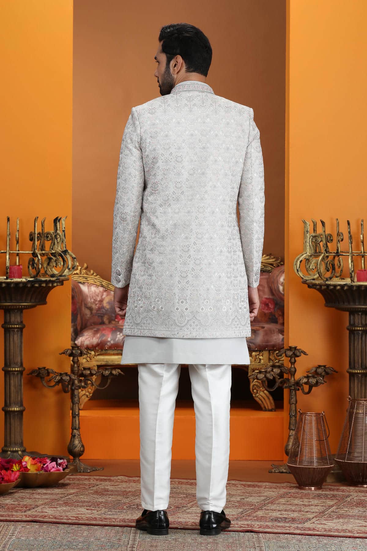 Green Colour Art Silk Embroidery 3 Pcs Jacket Set