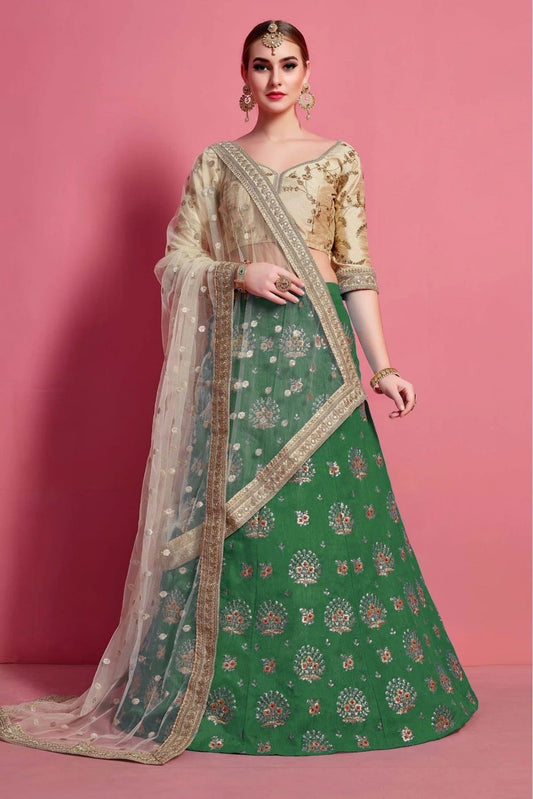 Green Colour Art Silk Embroidery Lehenga Choli LC1080499