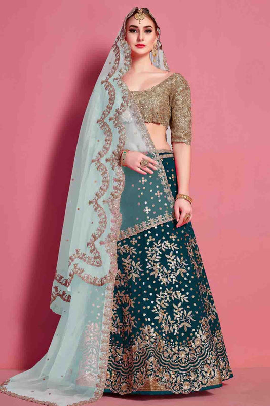 Green Colour Art Silk Embroidery Lehenga Choli LC1080503