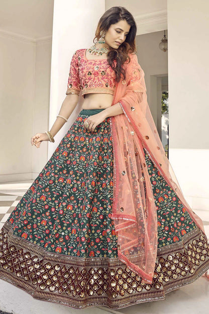 Green Colour Art Silk Embroidery Lehenga Choli LC1150101