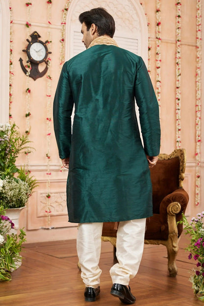 Green Colour Art Silk Kurta Pajama With Stole KP1230247 A