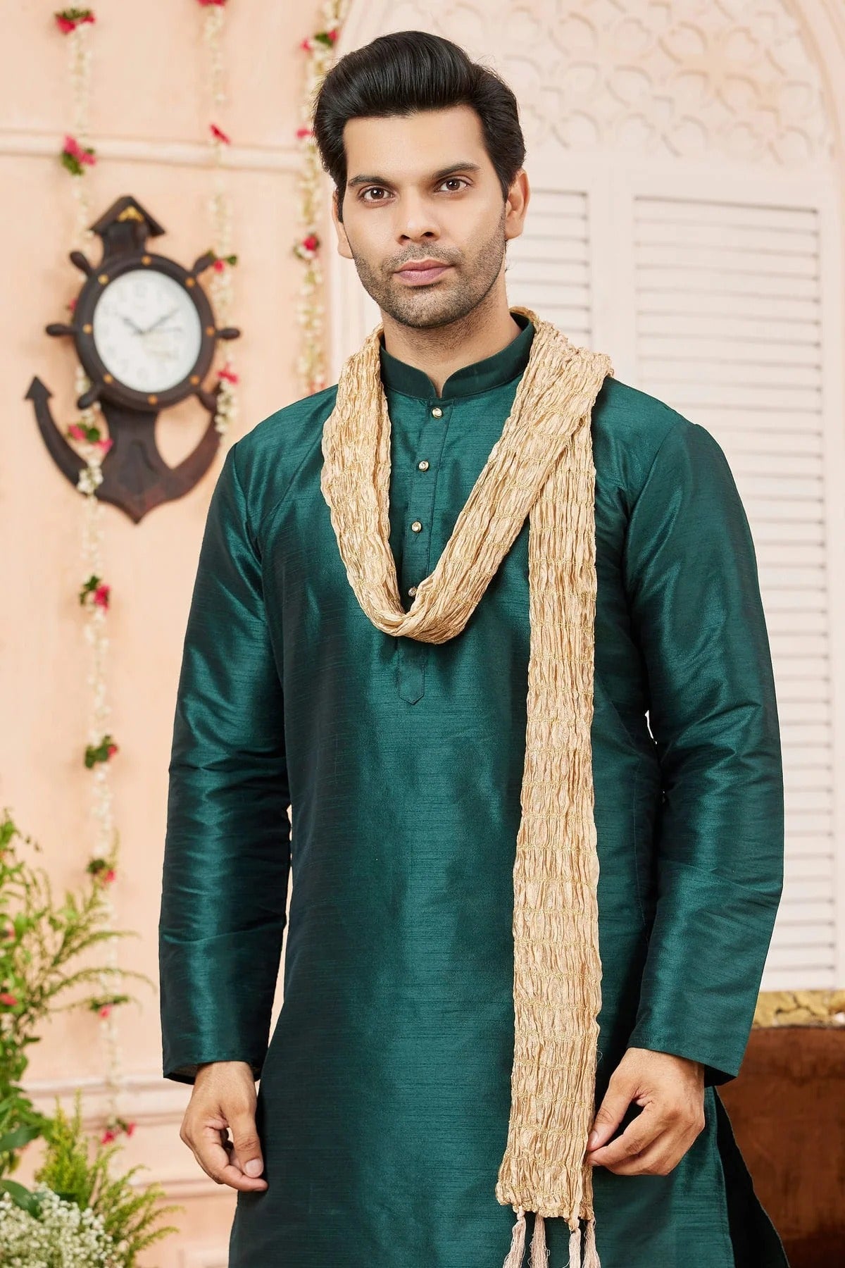 Green Colour Art Silk Kurta Pajama With Stole KP1230247 B