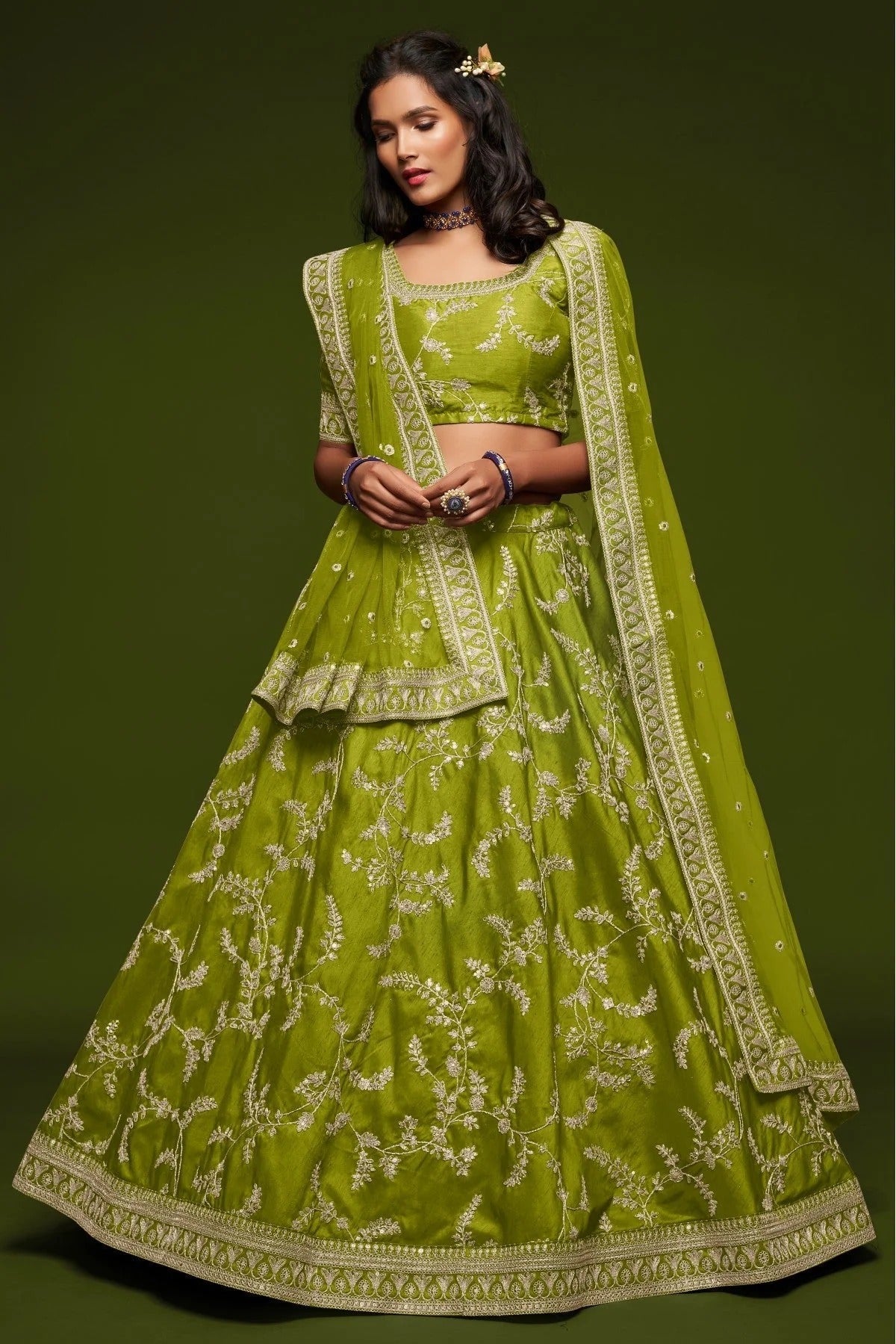 Green Colour Art Silk Lehenga Choli LC1010103