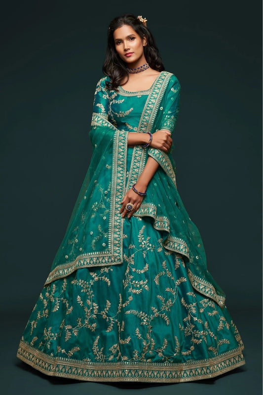 Green Colour Art Silk Lehenga Choli LC1010112