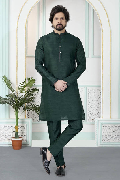 Green Colour Art Silk Pintux Work Kurta Pajama
