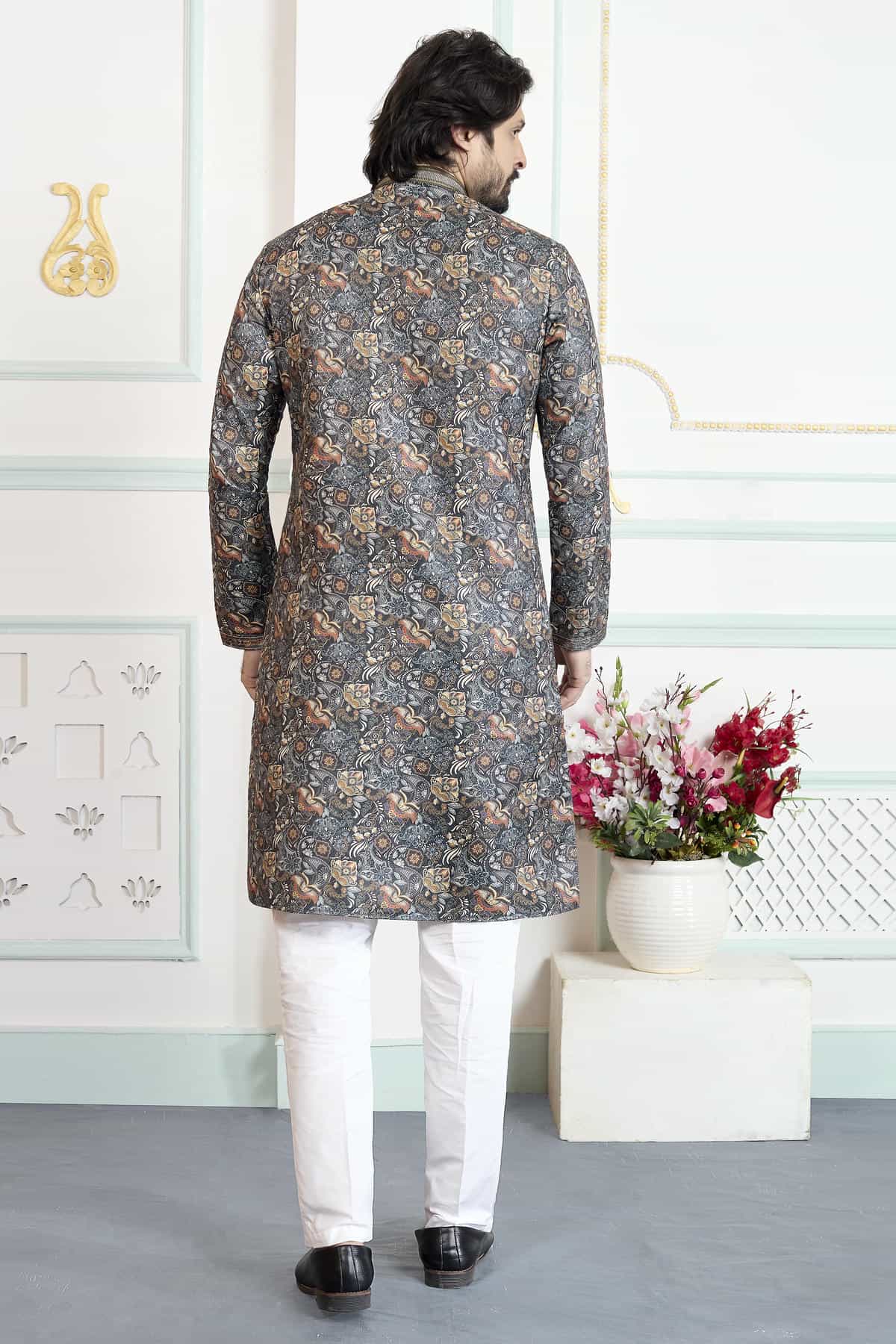 Green Colour Art Silk Pintux Work Kurta Pajama