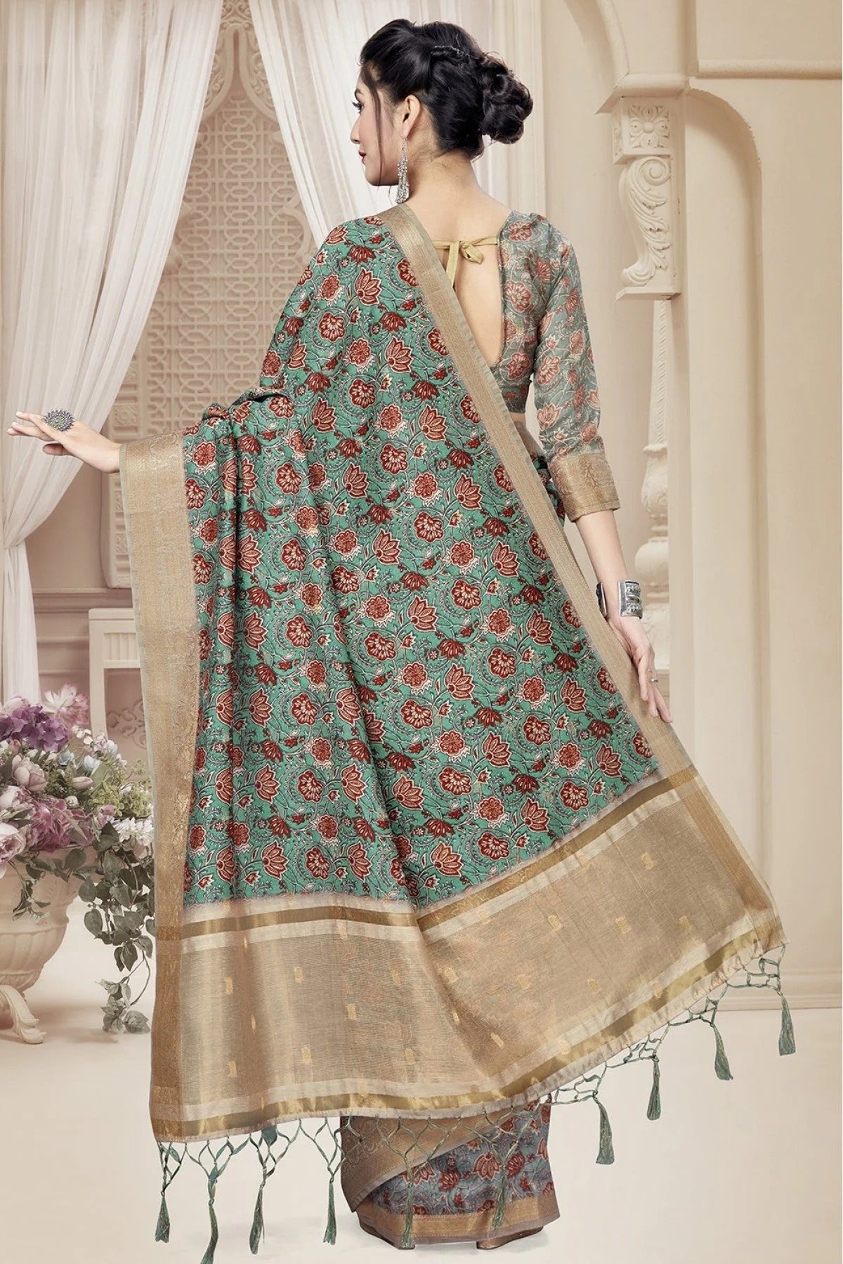 Green Colour Art Silk Printed Saree SD1120643 A