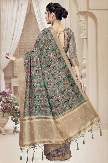 Green Colour Art Silk Printed Saree SD1120643 A