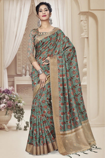 Green Colour Art Silk Printed Saree SD1120643