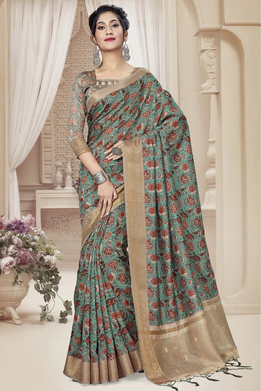 Green Colour Art Silk Printed Saree SD1120643