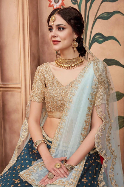 Green Colour Art Silk Sequins Work Lehenga Choli LC1080440 B