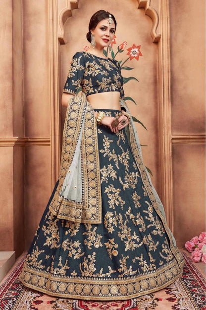 Green Colour Art Silk Sequins Work Lehenga Choli LC1080446 A