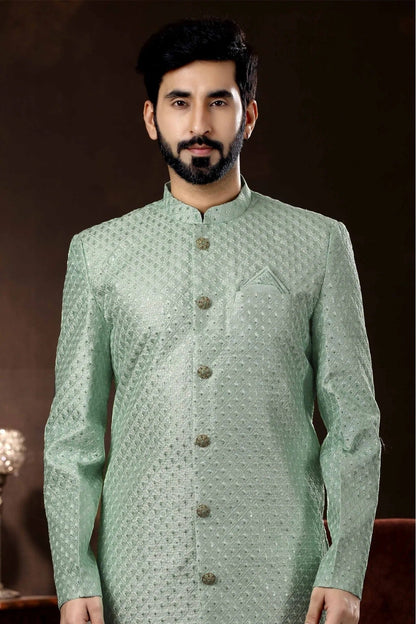Green Colour Art Silk Sherwani SH1040359 A