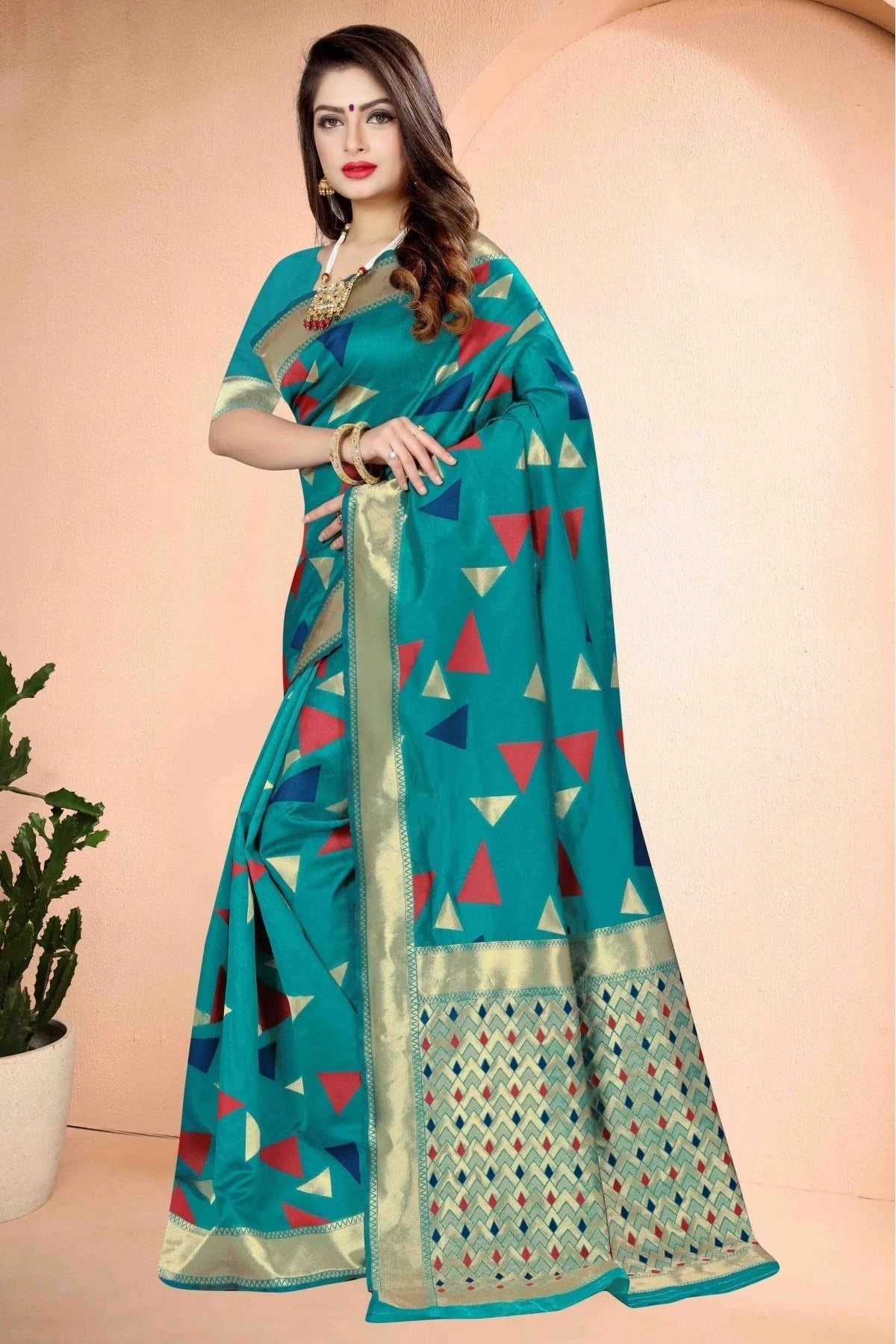 Green Colour Banarasi Art Silk Traditional Saree SD1120745 A