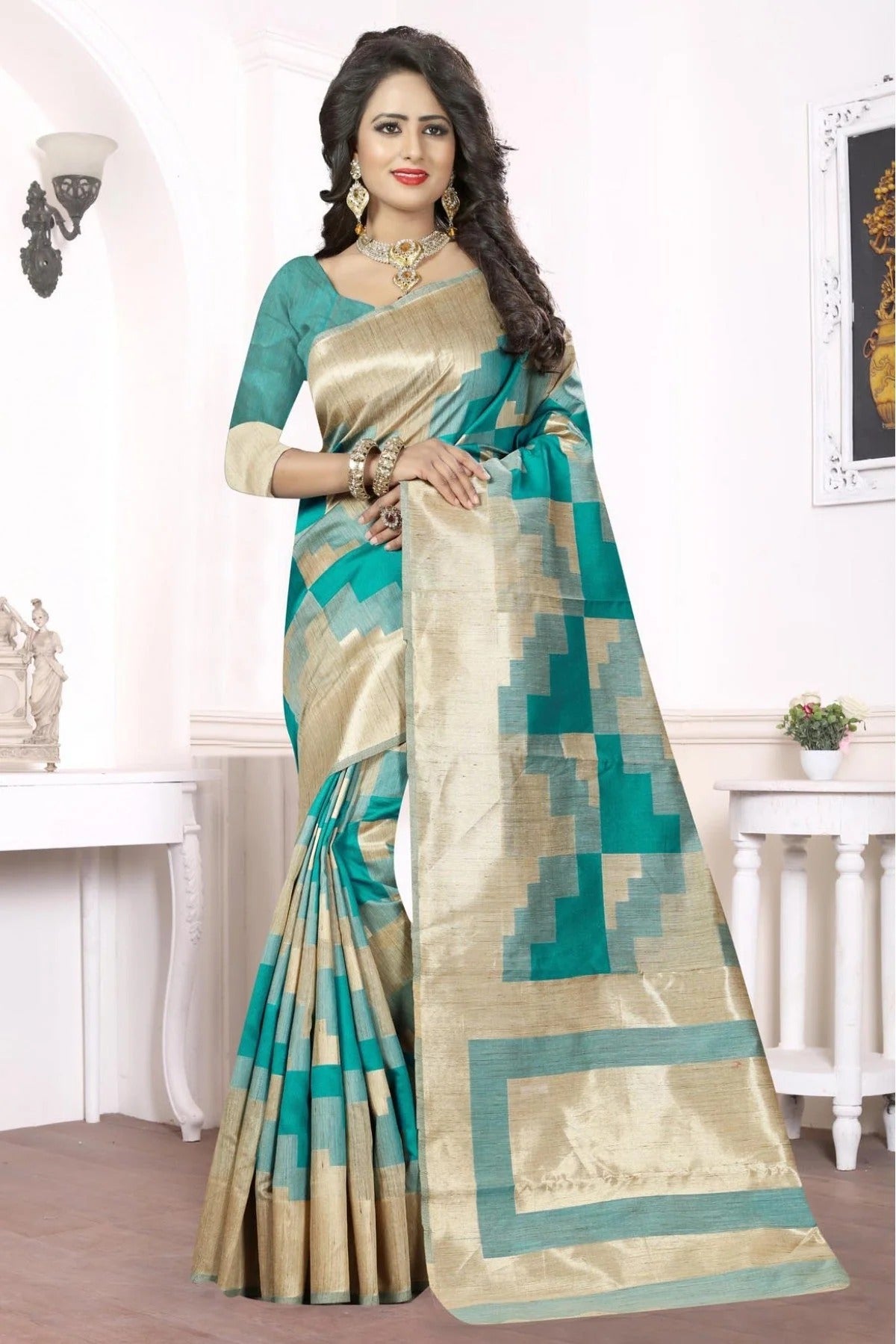 Green Colour Banarasi Art Silk Woven Saree SD1120164