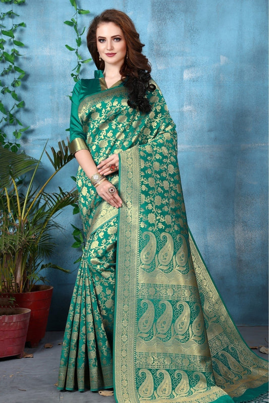 Green Colour Banarasi Art Silk Woven Saree SD1120796