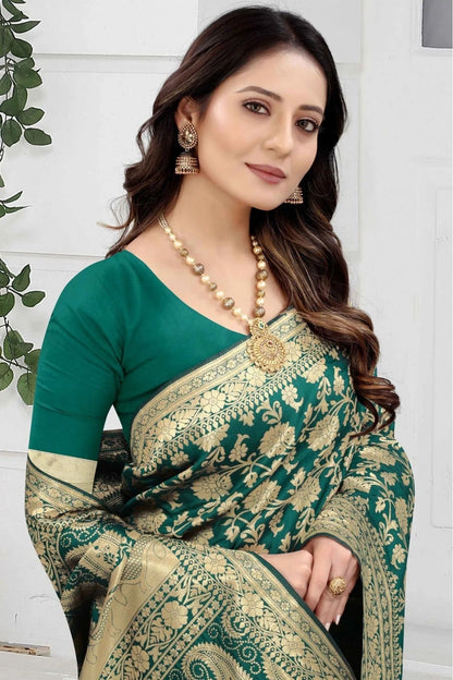 Green Colour Banarasi Art Silk Woven Saree SD1120863 A