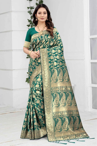 Green Colour Banarasi Art Silk Woven Saree SD1120863