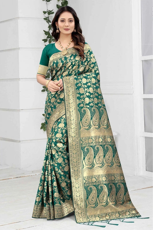 Green Colour Banarasi Art Silk Woven Saree SD1120863
