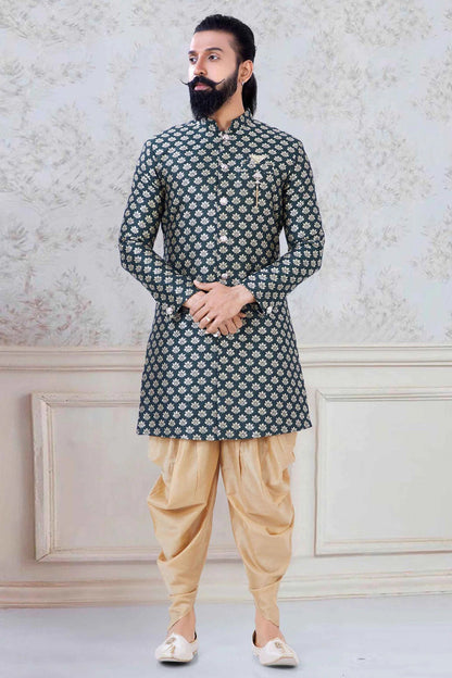 Green Colour Banarasi Festival Wear Dhoti Sherwani SH1130003