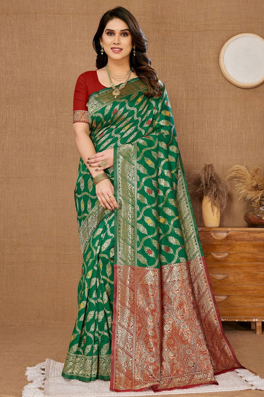 Green Colour Banarasi Silk Saree SD1110245