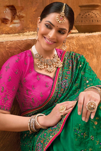 Green Colour Banarasi Silk Saree SD1110247 A