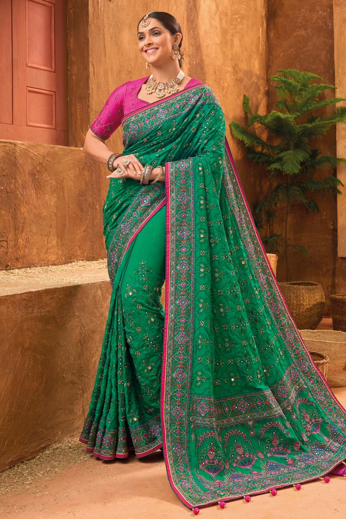 Green Colour Banarasi Silk Saree SD1110247