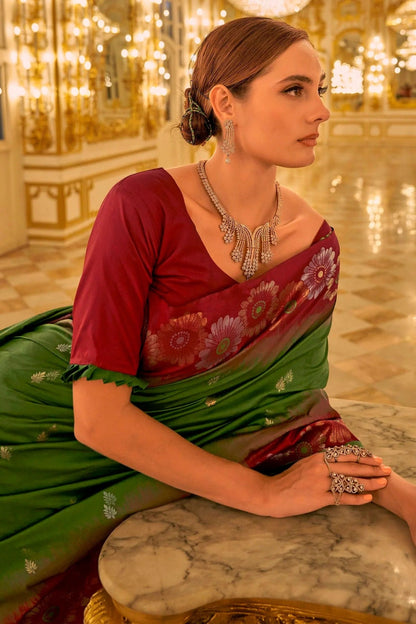 Green Colour Banarasi Silk Saree SD1110344 A