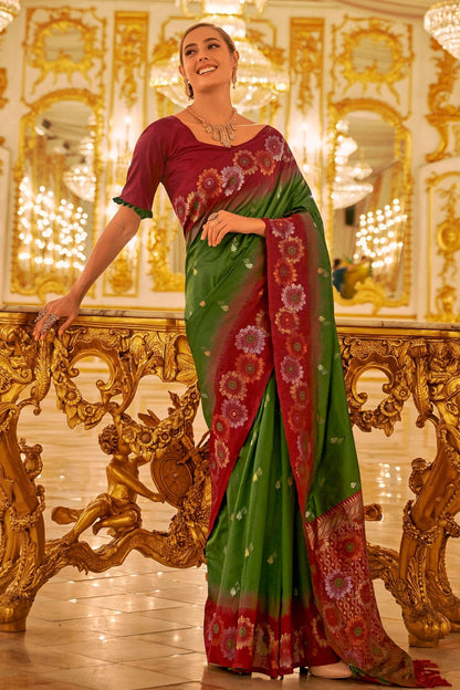 Green Colour Banarasi Silk Saree SD1110344