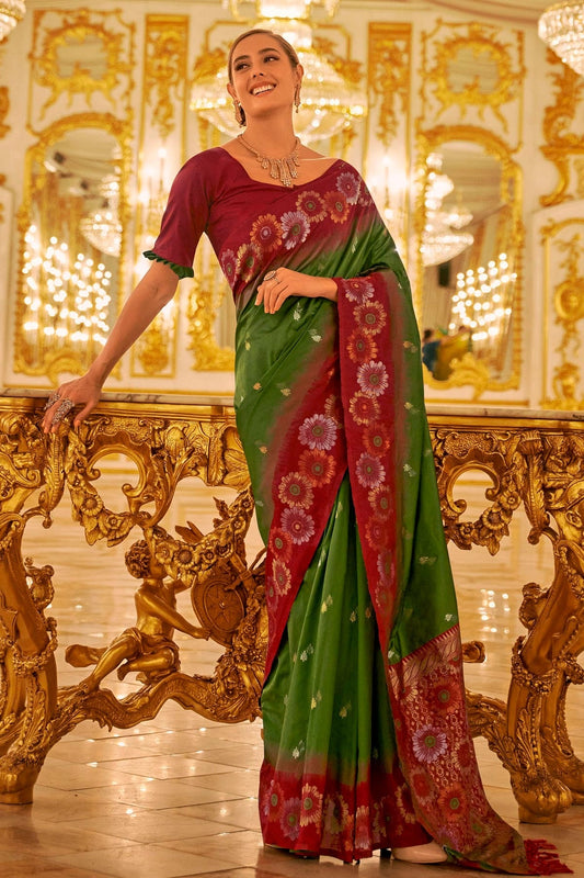 Green Colour Banarasi Silk Saree SD1110344