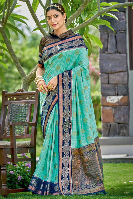 Green Colour Banarasi Silk Traditional Saree In Woven Work SD1101255
