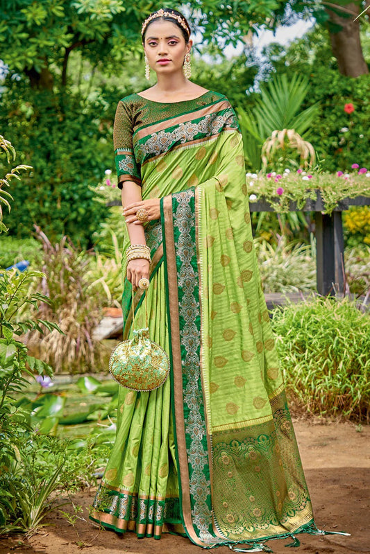 Green Colour Banarasi Silk Traditional Saree In Woven Work SD1101256