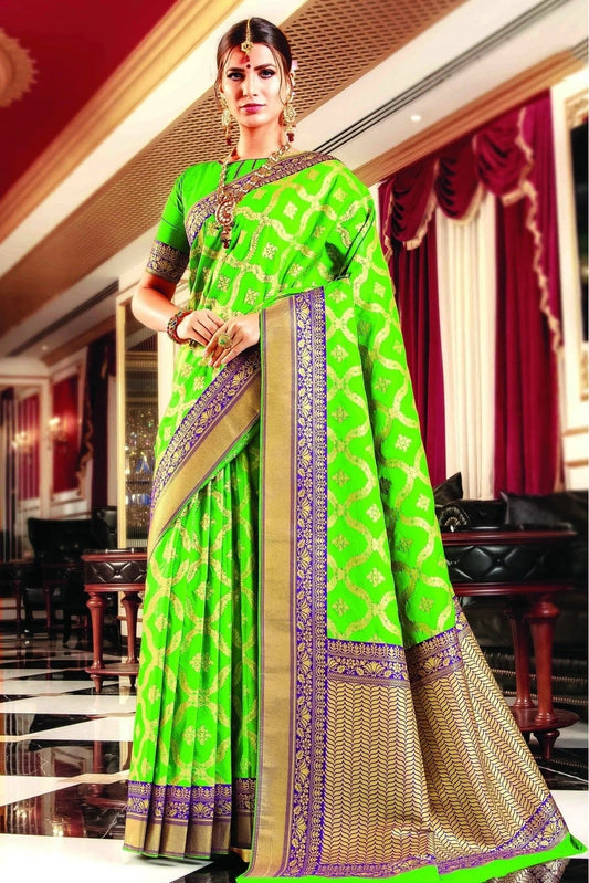 Green Colour Banarasi Silk Traditional Saree SD1100074