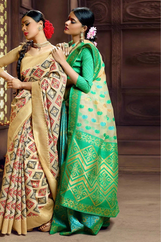 Green Colour Banarasi Silk Woven Saree SD1100164