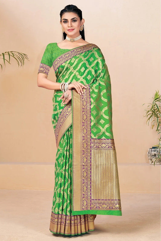 Green Colour Banarasi Silk Woven Saree SD1100217