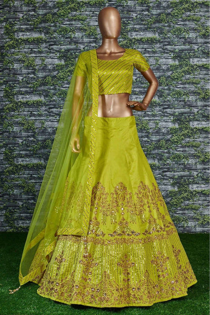 Green Colour Banglory Silk Lehenga Choli LC1010041 B