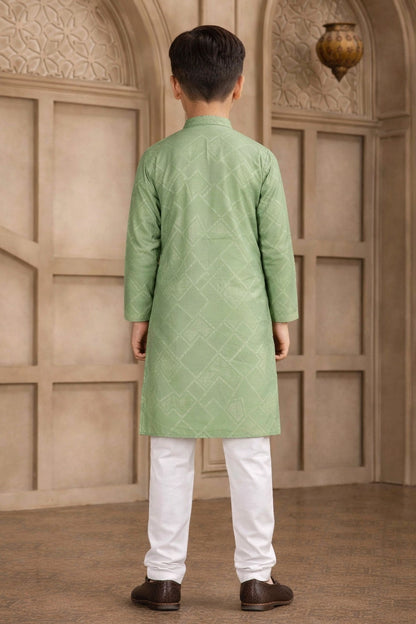 Green Colour Brocade Art Silk Pintux Work Kurta Pajama