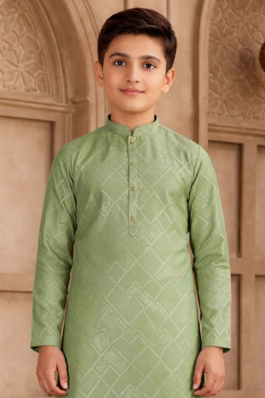 Green Colour Brocade Art Silk Pintux Work Kurta Pajama