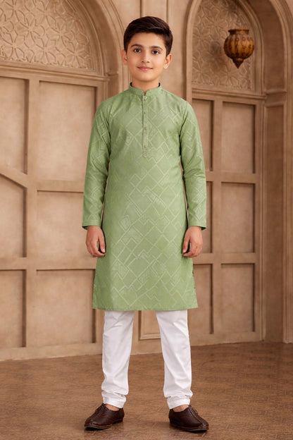 Green Colour Brocade Art Silk Pintux Work Kurta Pajama