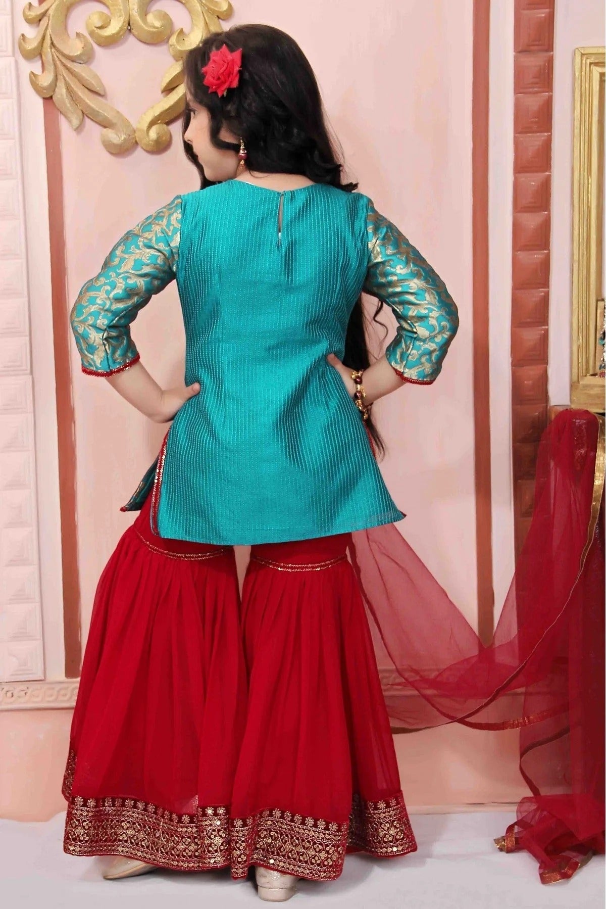 Green Colour Brocade Party Wear Sharara Suit GW1070059 A