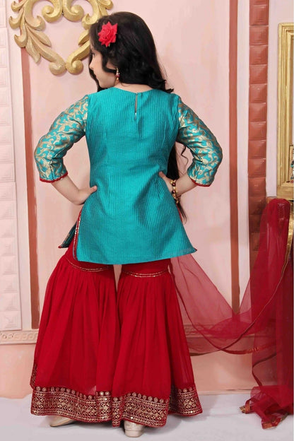 Green Colour Brocade Party Wear Sharara Suit GW1070059 A