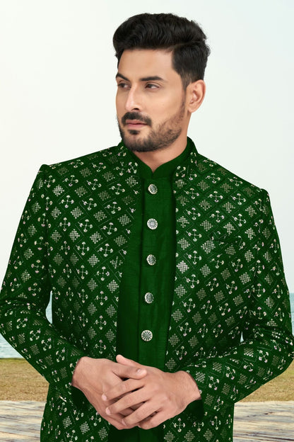 Green Colour Champion Silk Sherwani SH1040544 A