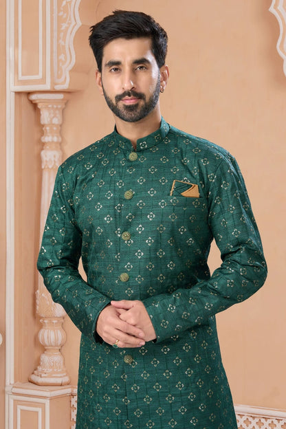 Green Colour Champion Silk Sherwani SH1040547 A